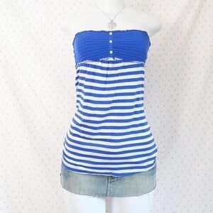 no boundaries striped tube top y2k smocked bandeau surf girl top